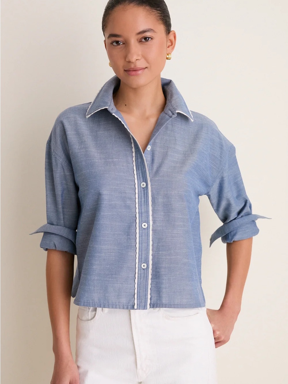 Tuckernuck Chambray Cropped Jasper Button Down